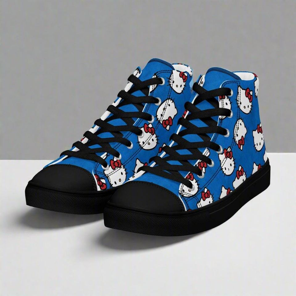 Hello Kitty Cat | Women & Girls High Top Sneakers | Blue Variant