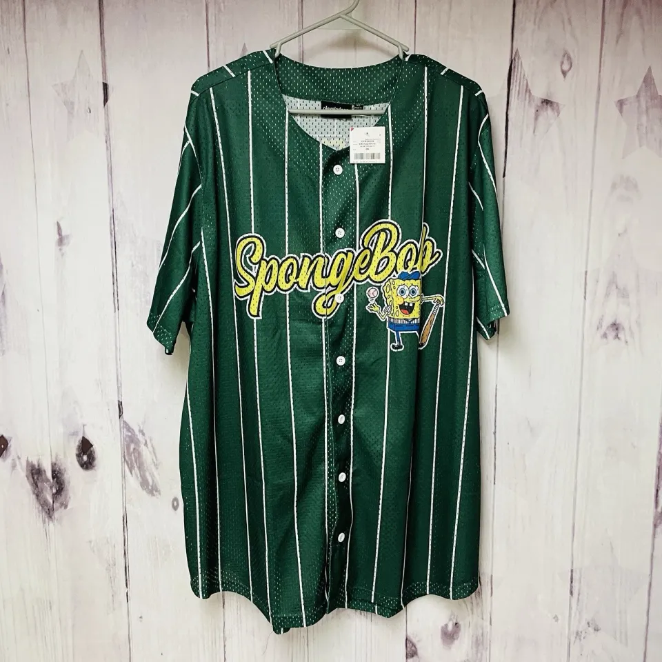 Nick 90s Spongebob Squarepants Baseball Jersey Men's Size 3XL Green Button Up