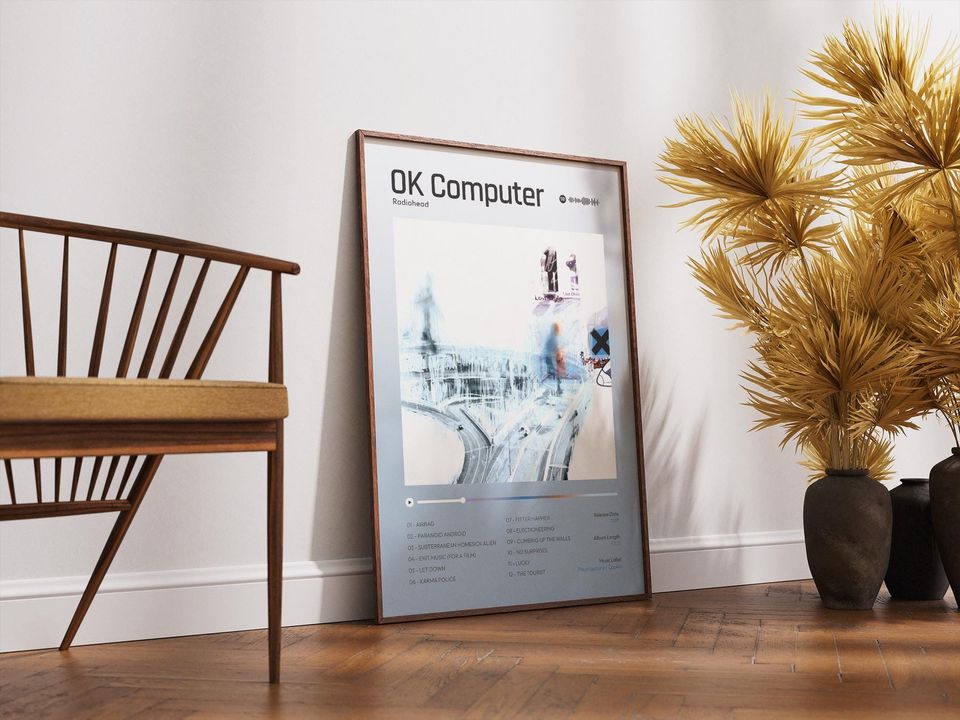 Radiohead OK Computer Poster | Alternative Rock Album Art Print | 90s Music Wall Decor
