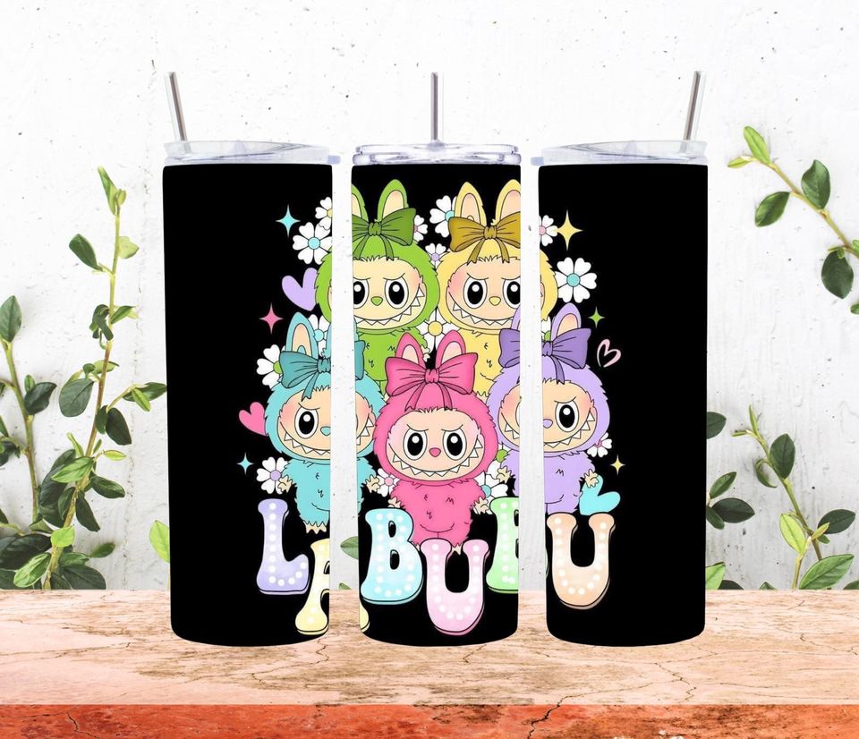 Labubu Black tumbler wrap, Funny Cartoon Characters