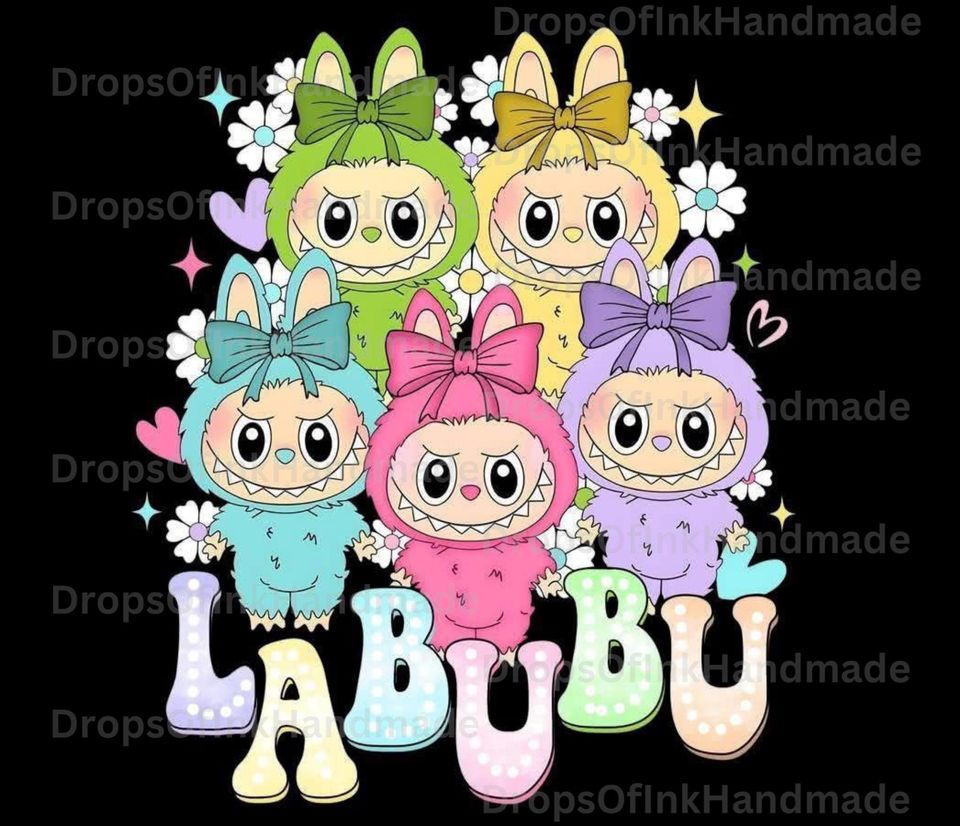Labubu Black tumbler wrap, Funny Cartoon Characters