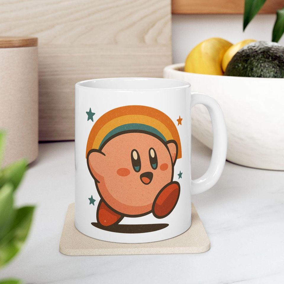 Kirby Mug | Kirby Retro Ceramic Mug Gift, Character Stocking Stuffer Iconic