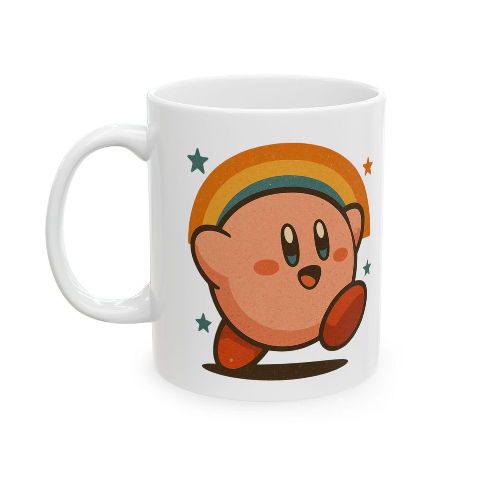 Kirby Mug | Kirby Retro Ceramic Mug Gift, Character Stocking Stuffer Iconic