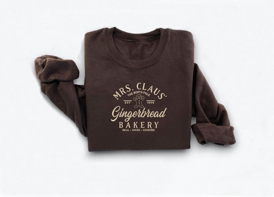 Embroidered Mrs. Claus Gingerbread Christmas Sweatshirt