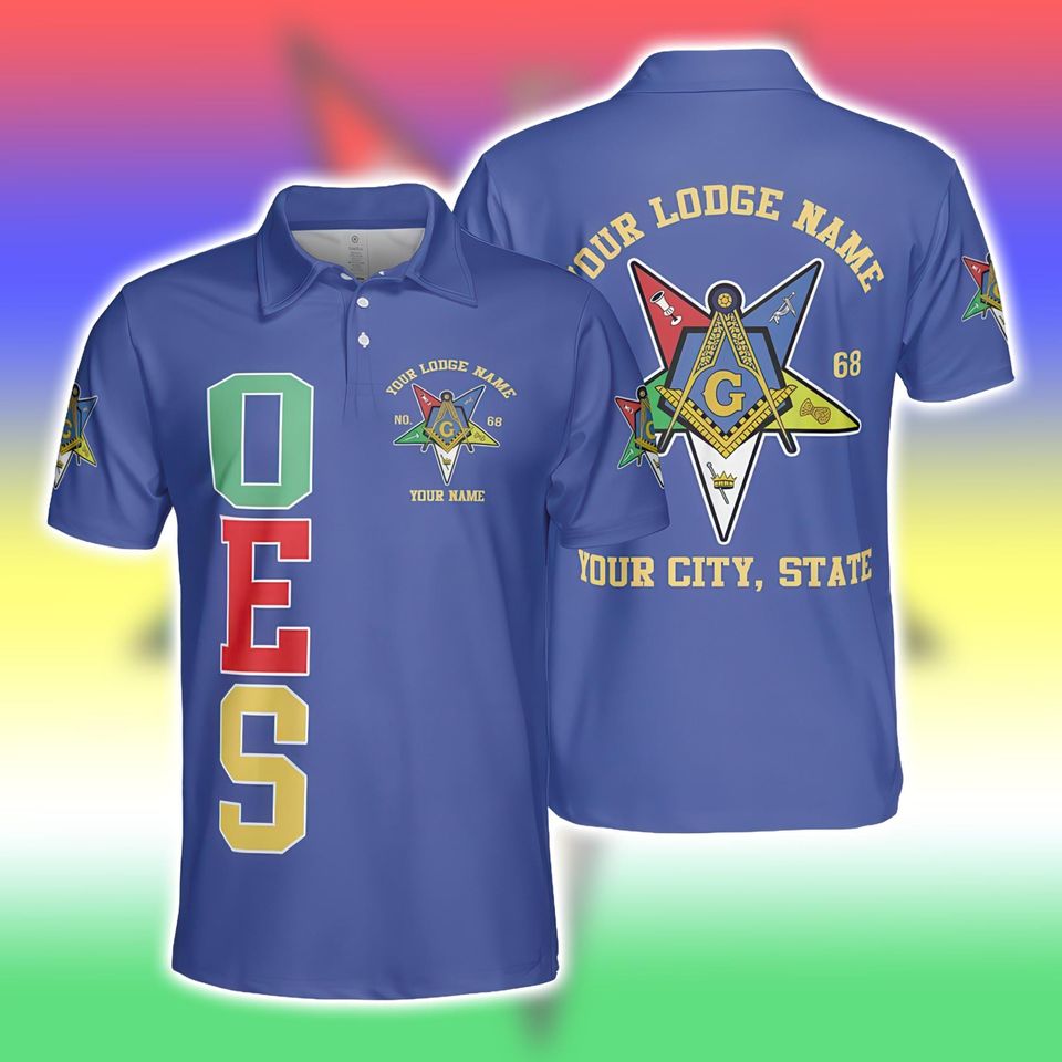 Custom Masonic OES Polo Shirt, Personalized Lodge Name And City