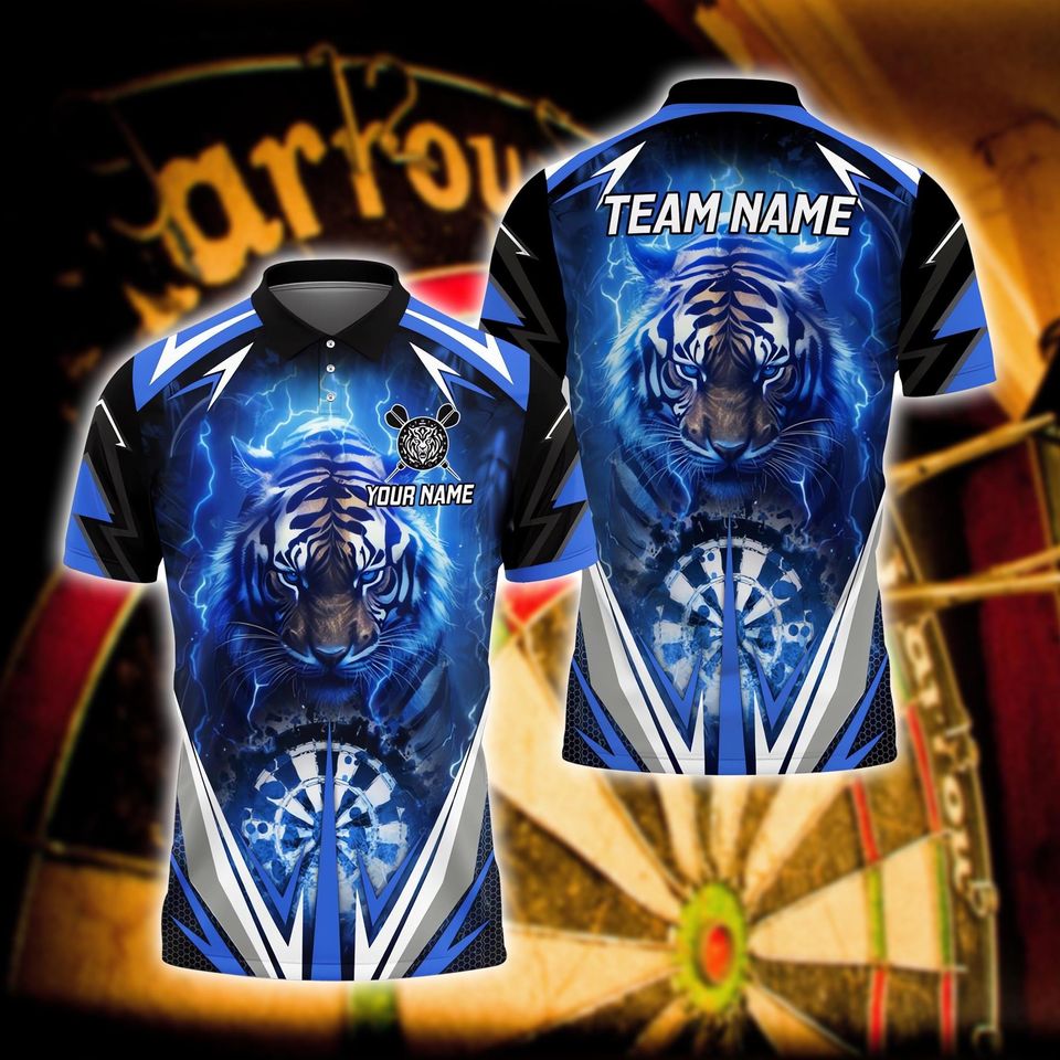 Custom Dart Team Shirt, Personalized Lightning Polo with Name & Team