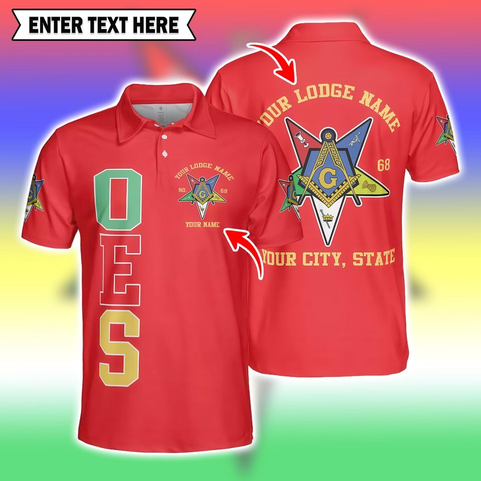 Custom Masonic OES Polo Shirt, Personalized Lodge Name And City