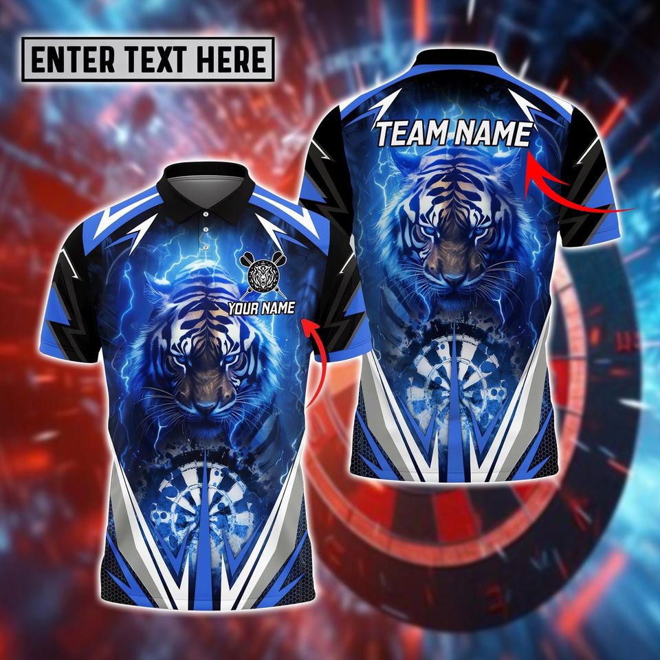 Custom Dart Team Shirt, Personalized Lightning Polo with Name & Team