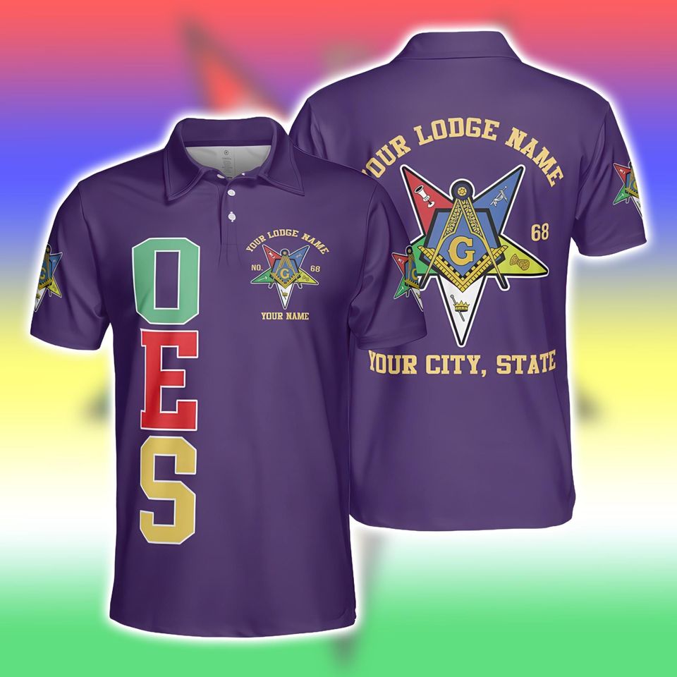 Custom Masonic OES Polo Shirt, Personalized Lodge Name And City