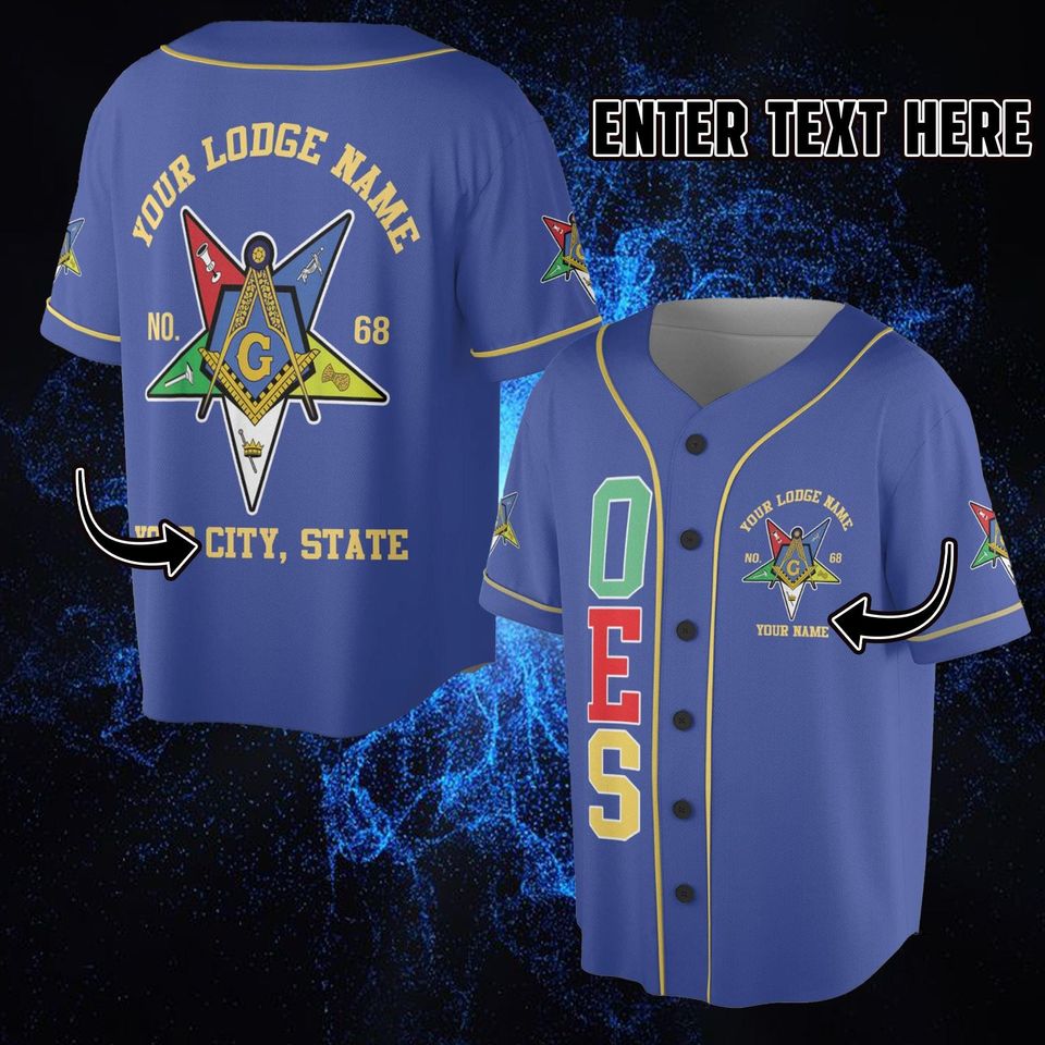 Custom OES Masonic Jersey, Personalized Court Name & City