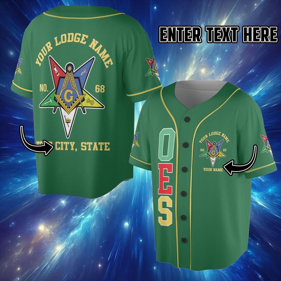 Custom OES Masonic Jersey, Personalized Court Name & City