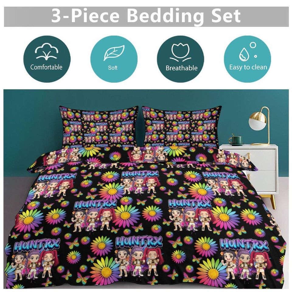 KPOP Demon Hunters 3-Piece Bedding Set- Huntrix