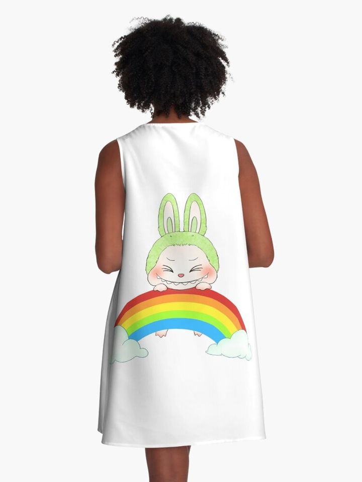 rainbow Labubu A-Line Dress, Gift for Her