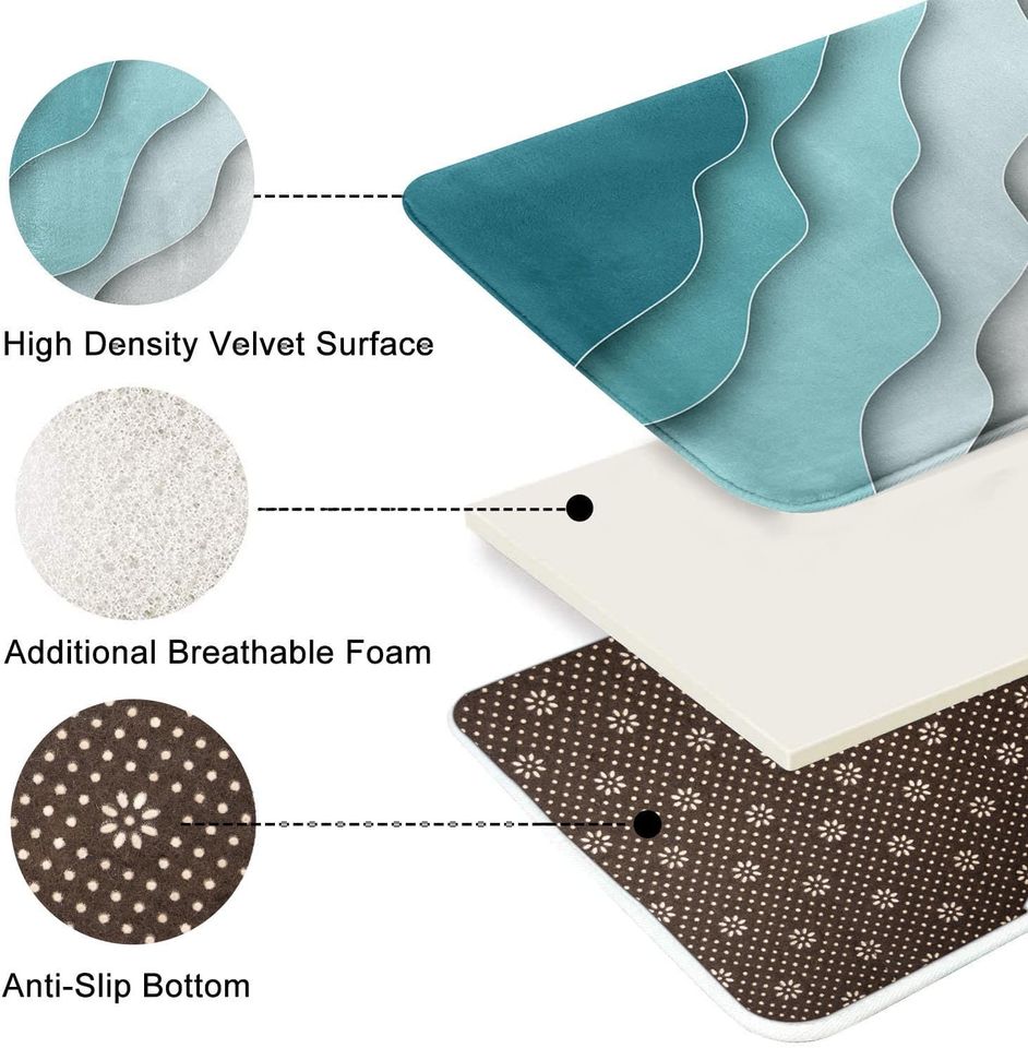 ArtSocket 3 Pcs Shower Curtain Set with Rugs, Abstract Summer Beach Bathroom Set