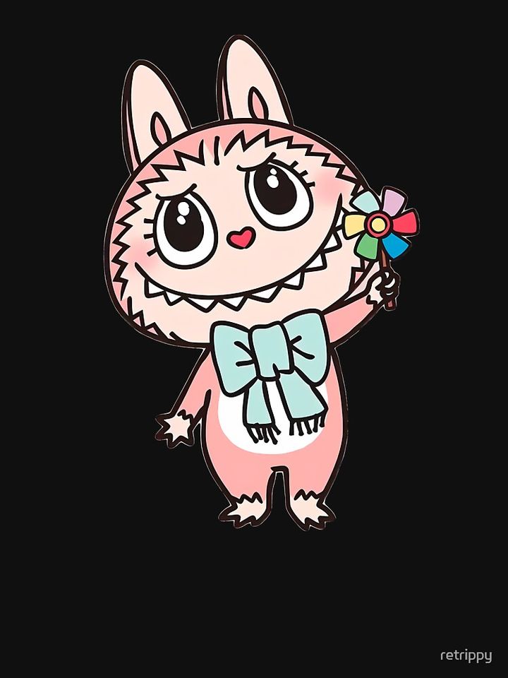 Labubu pink Monster flower sticker Lightweight Hoodie