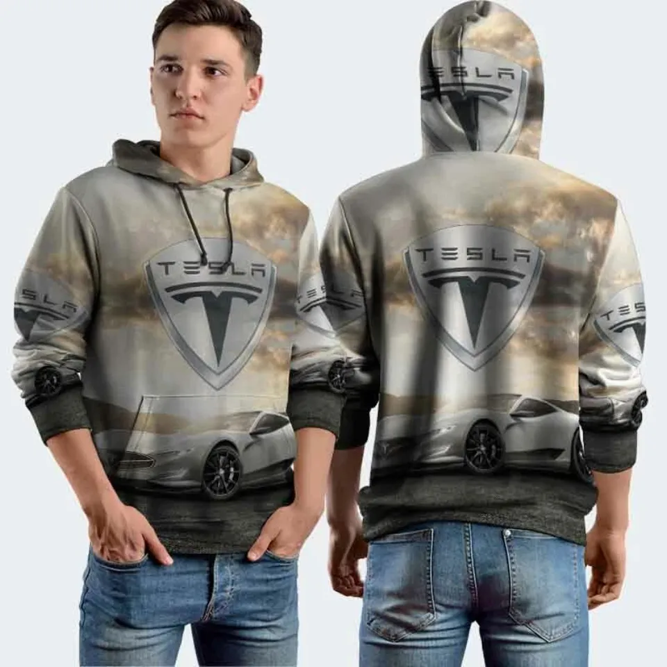 Tesla Hoodie – Stylish Full Print Sweatshirt