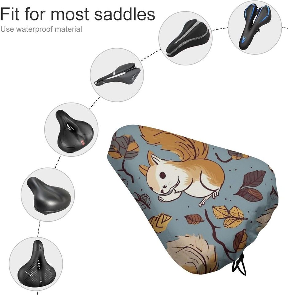 Cute Squirrel Bicycle Saddle Covers Dustproof Bikes Seats Protectors