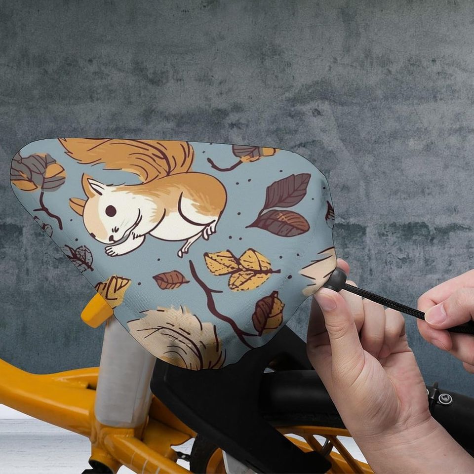 Cute Squirrel Bicycle Saddle Covers Dustproof Bikes Seats Protectors