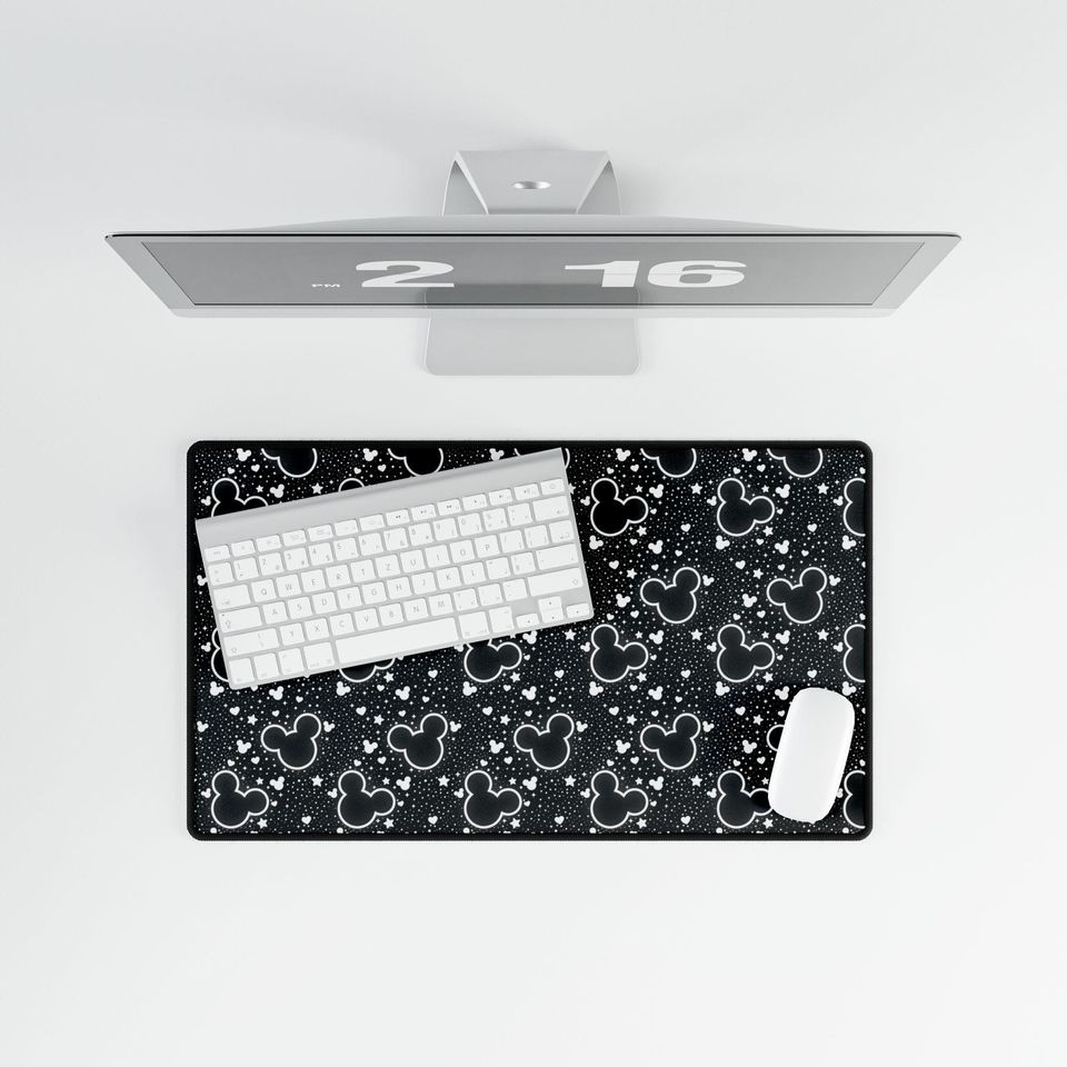 Mouse Inspired Desk Mat / Mouse Ears / Stars / Office Supplies / Computer Desk Pad