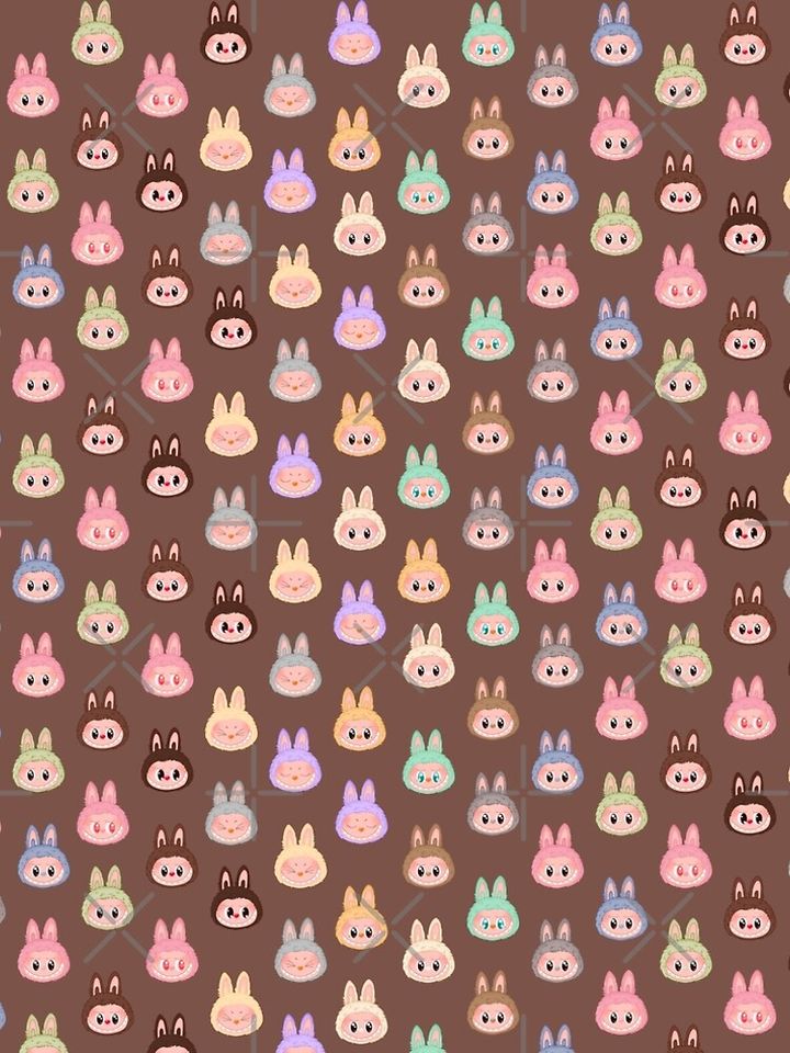 Labubu face pattern brown background A-Line Dress, Gift for Her