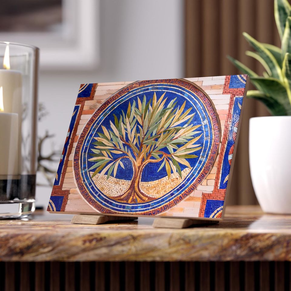 Olive Tree Frame Mosaic Art Flat Print Backsplash 3