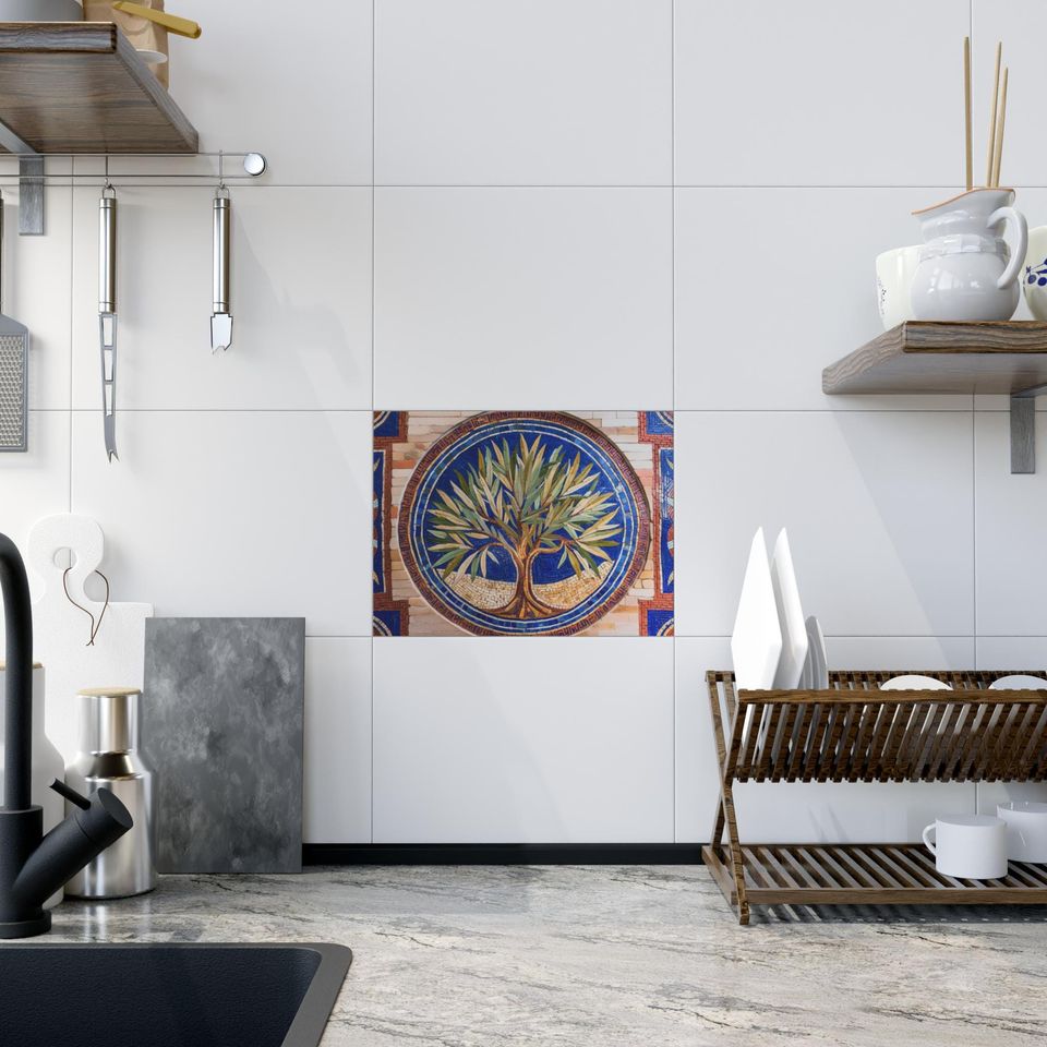 Olive Tree Frame Mosaic Art Flat Print Backsplash 3