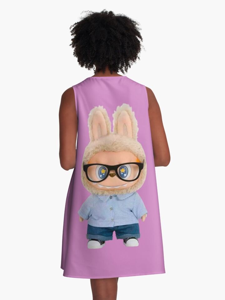 Glasses Labubu A-Line Dress, Gift for Her