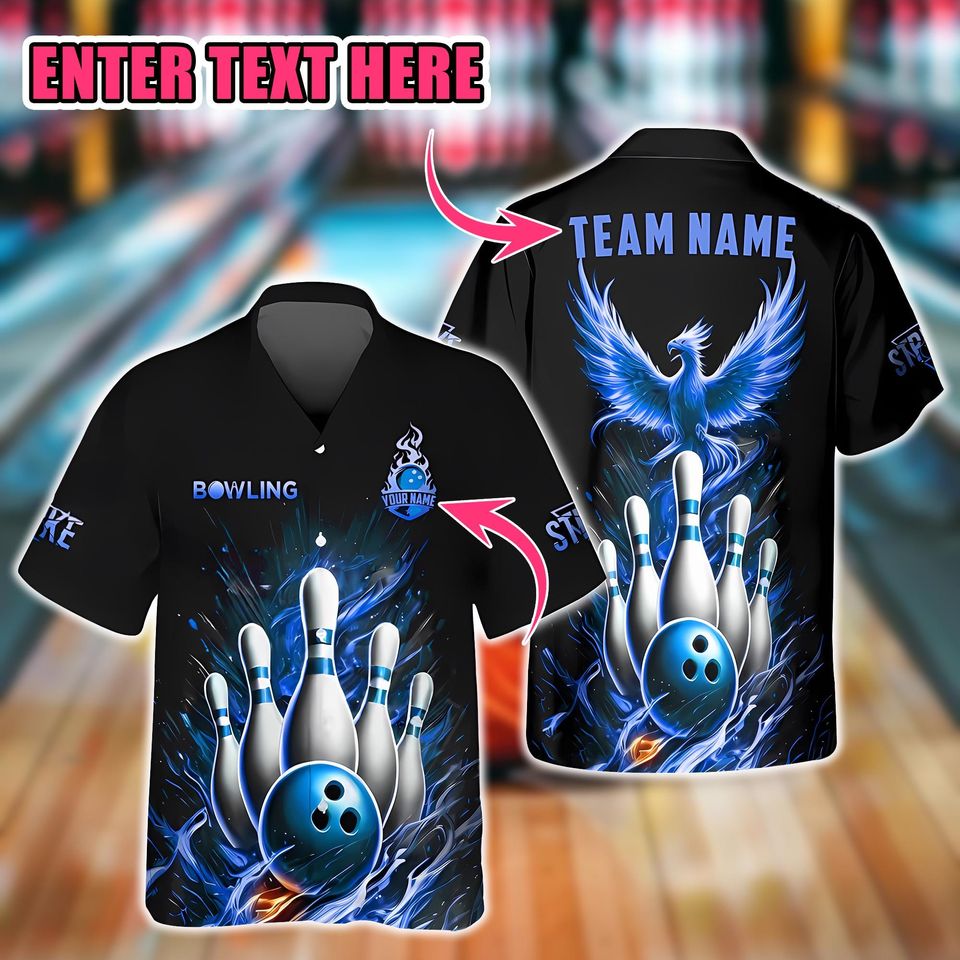 Phoenix and Flaming Bowling Pattern with Personalized Name and Team Name