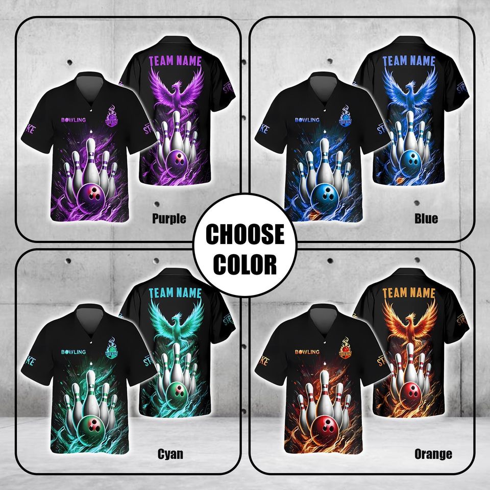 Phoenix and Flaming Bowling Pattern with Personalized Name and Team Name