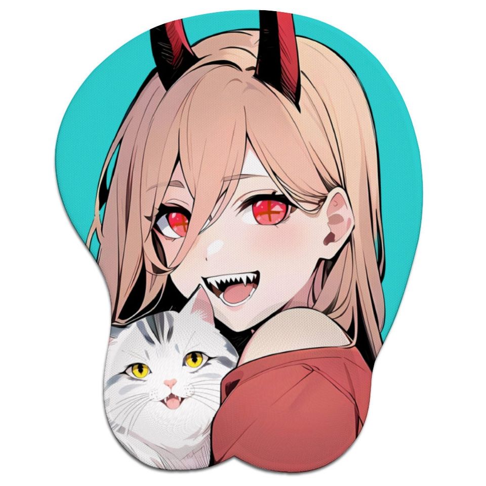 Power Meowy Inspired 3D Oppai Wrist Support Mouse Pad