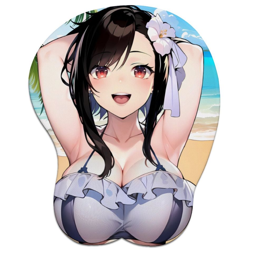 Tifa FFVII Rebirth Inspired Beach Suit 3D Oppai Wrist Support Mouse Pad