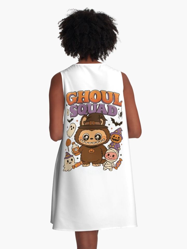 Labubu Squad A-Line Dress, Labubu sleeveless tank dresses, Gift for Her