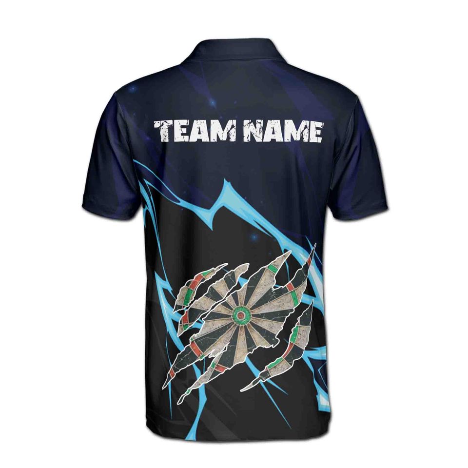 Custom Team Name Darts Thunder Dark Navy Polo Shirt