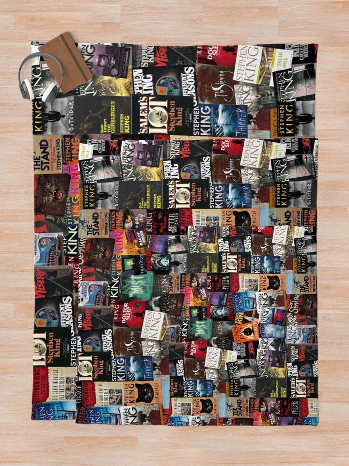Stephen King Book Covers, Horror Bookworm Throw Blanket