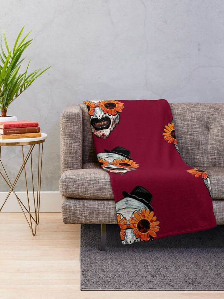Art The Clown Terrifier 2 Sunflower Sunglasses Throw Blanket