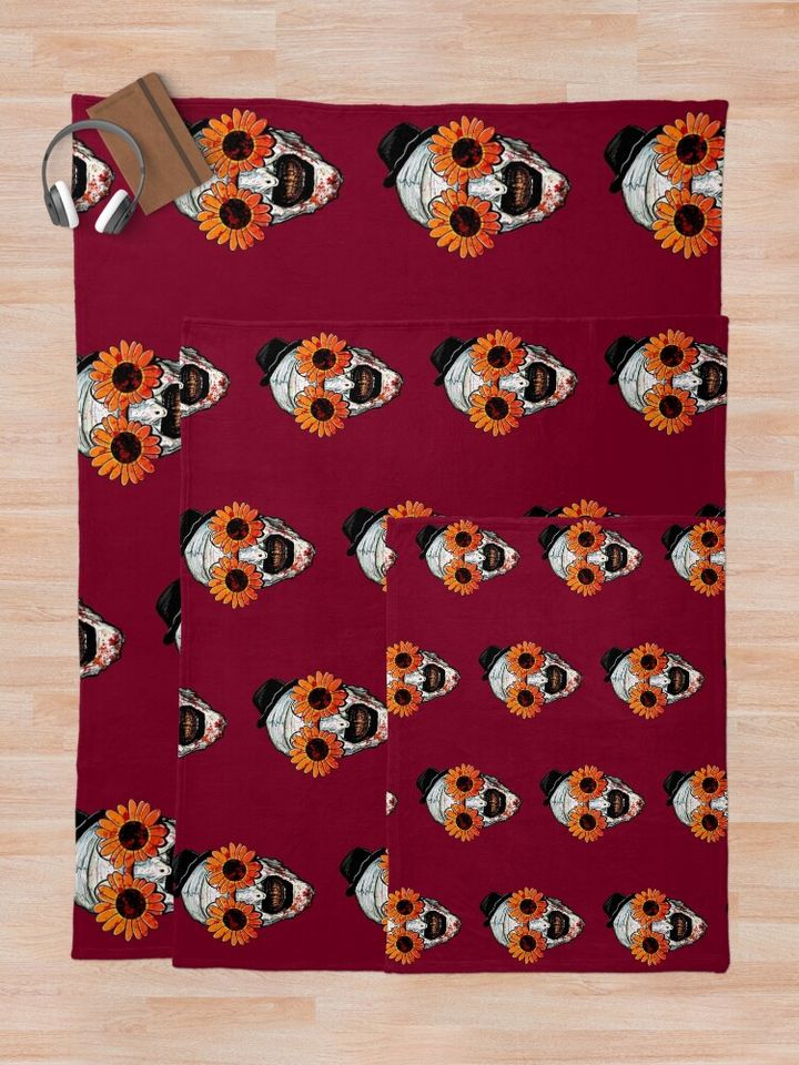 Art The Clown Terrifier 2 Sunflower Sunglasses Throw Blanket