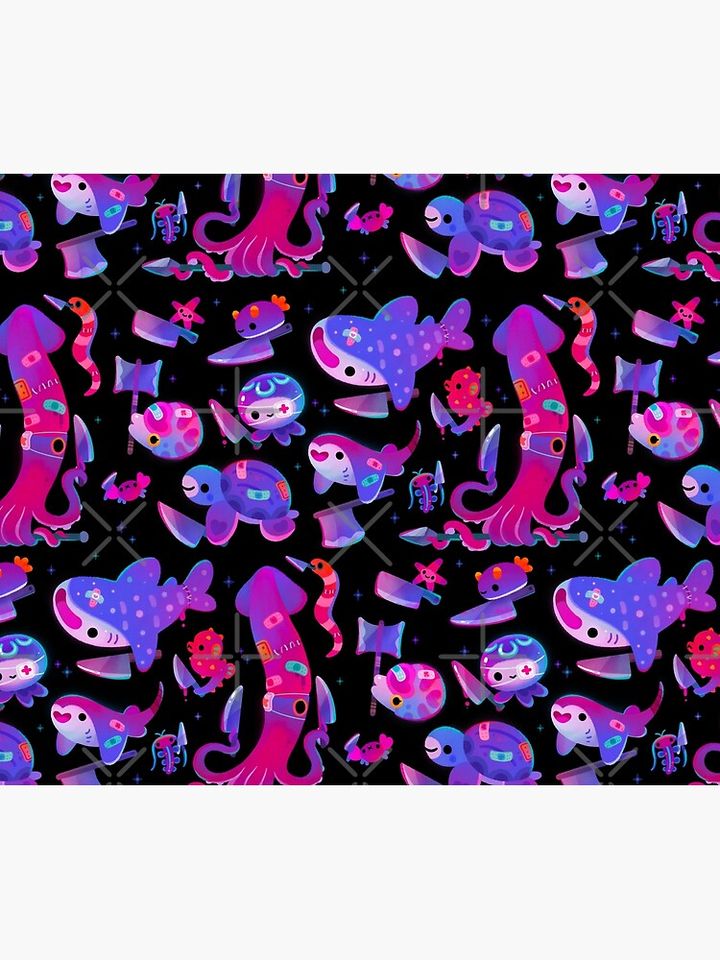 Stabby marine life Throw Blanket