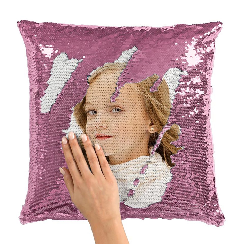 Custom Photo Sequin Pillow Design Mermaid Reversible Covers Custom Personalized Flip Reversible Sequin Pillow Magic Decorative Xmas gifts