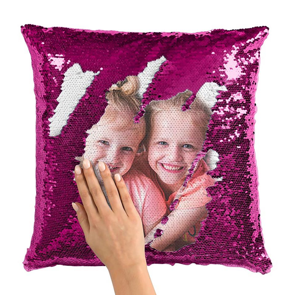 Custom Photo Sequin Pillow Design Mermaid Reversible Covers Custom Personalized Flip Reversible Sequin Pillow Magic Decorative Xmas gifts