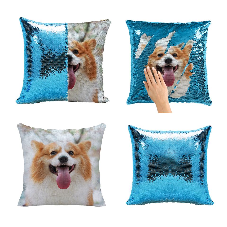 Custom Photo Sequin Pillow Design Mermaid Reversible Covers Custom Personalized Flip Reversible Sequin Pillow Magic Decorative Xmas gifts