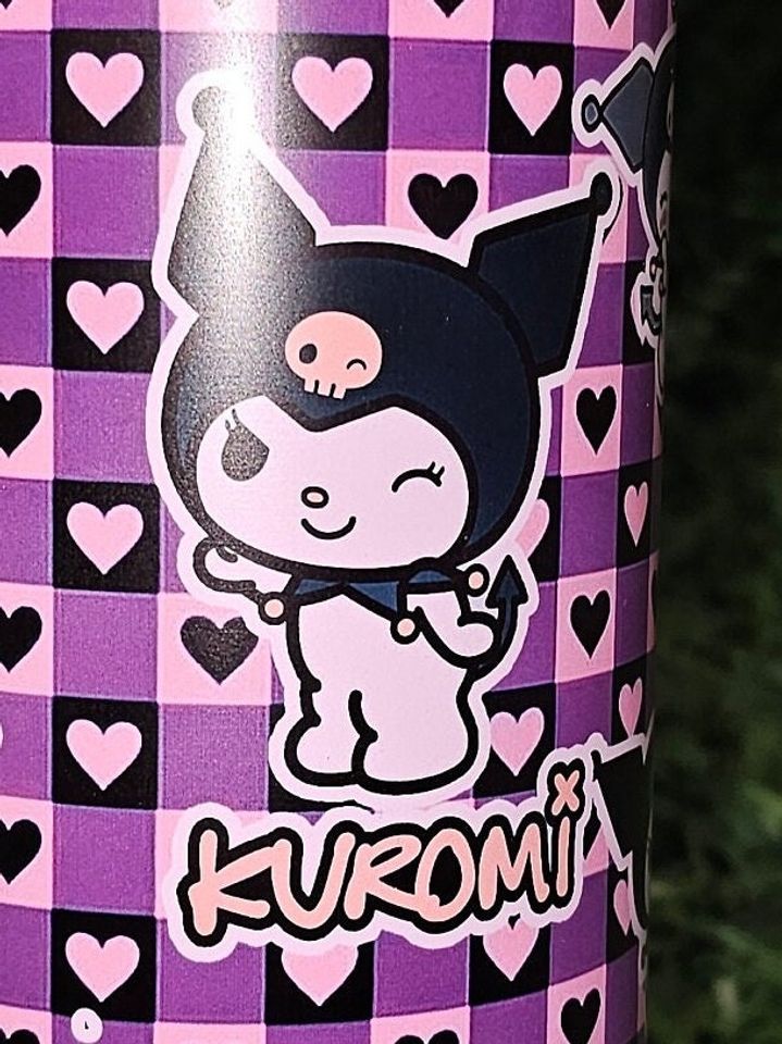 Cute Purple Kuromi 30oz Flip Straw Water Bottle with Handle