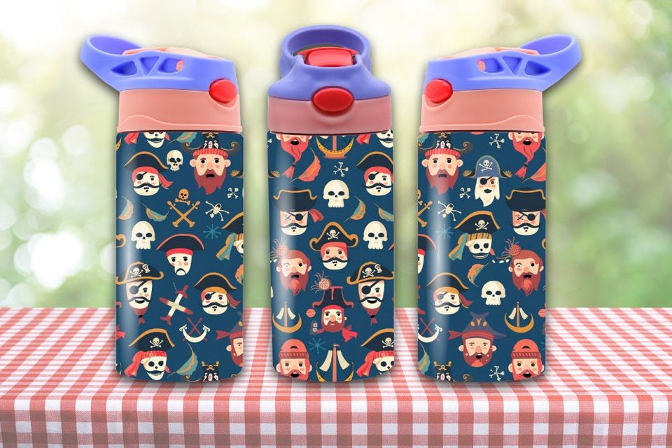 Cute Pirates 12oz Wrap, Children's Design for 12 Oz cup wrap, Nautical Pattern