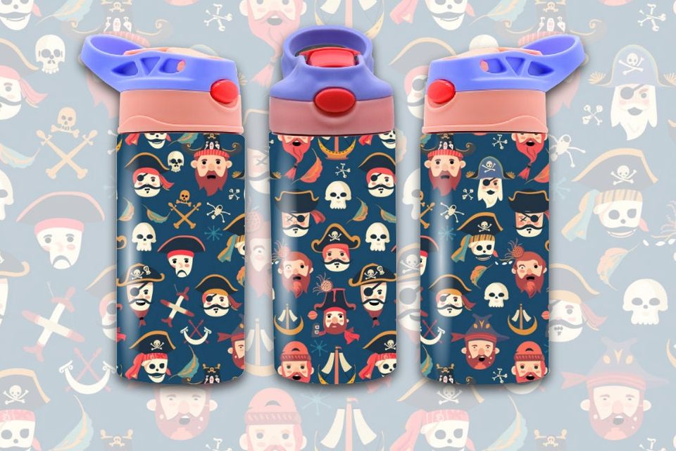 Cute Pirates 12oz Wrap, Children's Design for 12 Oz cup wrap, Nautical Pattern