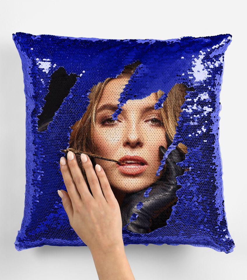 Jodie comer sequin pillow, celebrity sequin pillow, jodie comer flip sequin pillow