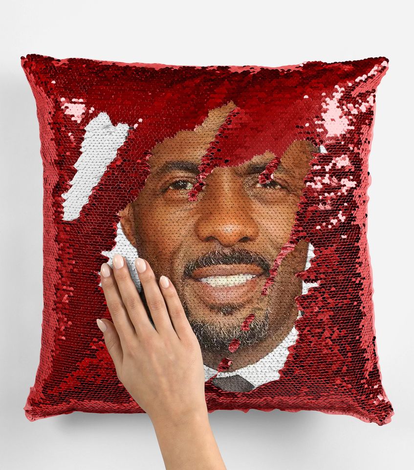 Idris Elba Sequin Pillow, Celebrity Sequin Pillow, Idris Elba Sequin Pillow Pillow, Idris Elba Pillow Cushion Gift Idea