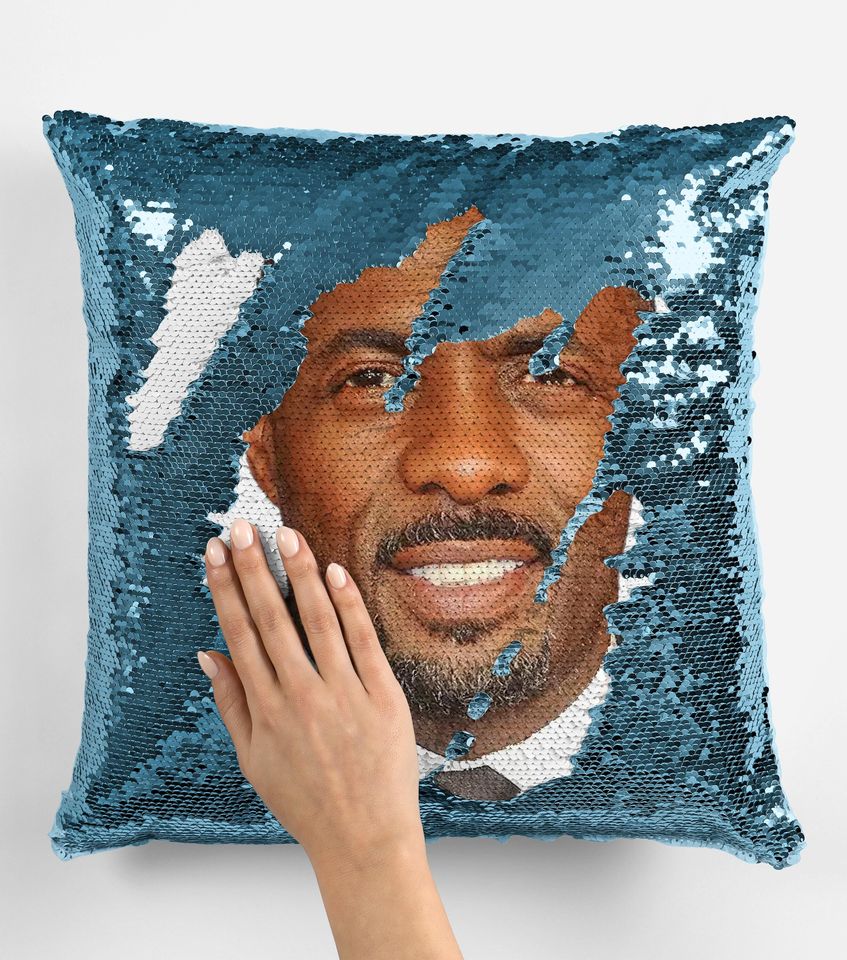 Idris Elba Sequin Pillow, Celebrity Sequin Pillow, Idris Elba Sequin Pillow Pillow, Idris Elba Pillow Cushion Gift Idea