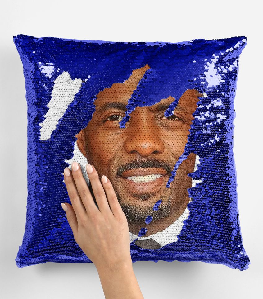 Idris Elba Sequin Pillow, Celebrity Sequin Pillow, Idris Elba Sequin Pillow Pillow, Idris Elba Pillow Cushion Gift Idea
