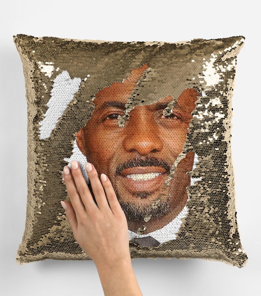 Idris Elba Sequin Pillow, Celebrity Sequin Pillow, Idris Elba Sequin Pillow Pillow, Idris Elba Pillow Cushion Gift Idea