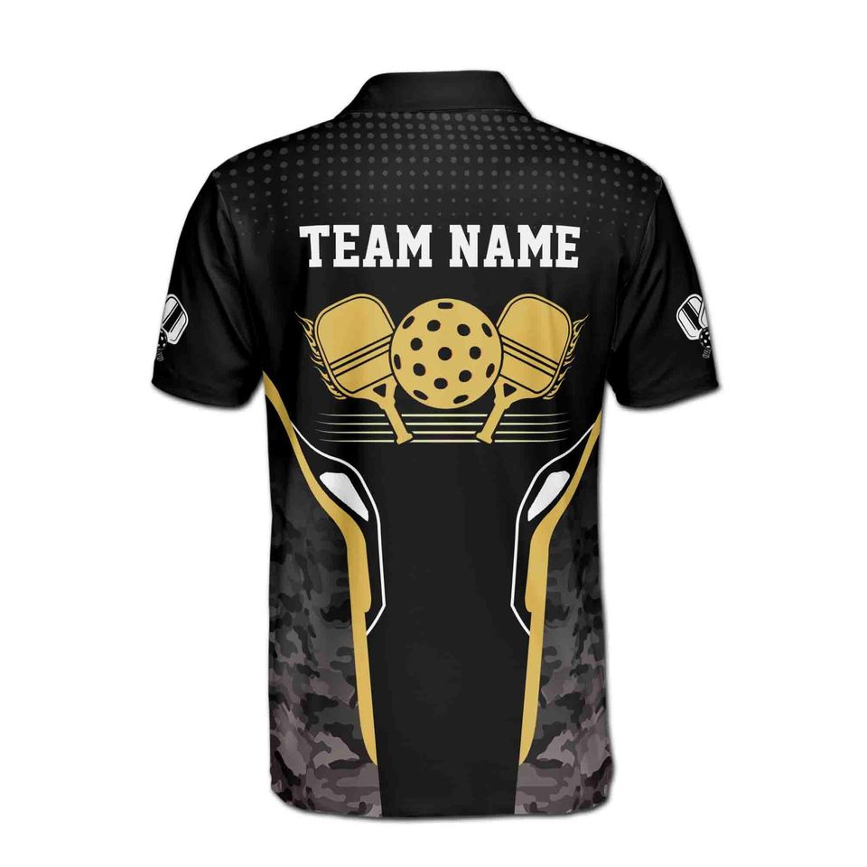 Personalized Name Gray Camo Pattern Pickleball Men's Polo Shirt