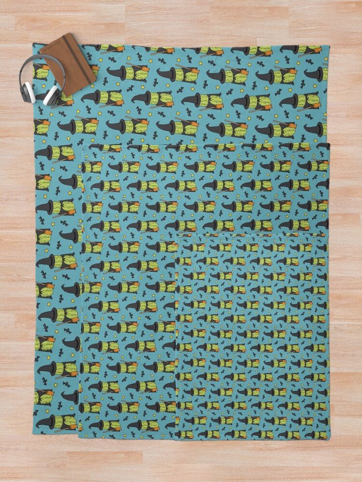 Pickle Witch - Teal Throw Blanket